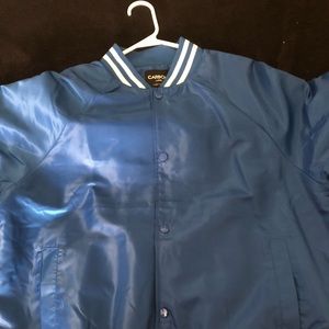 Blue bomber jacket